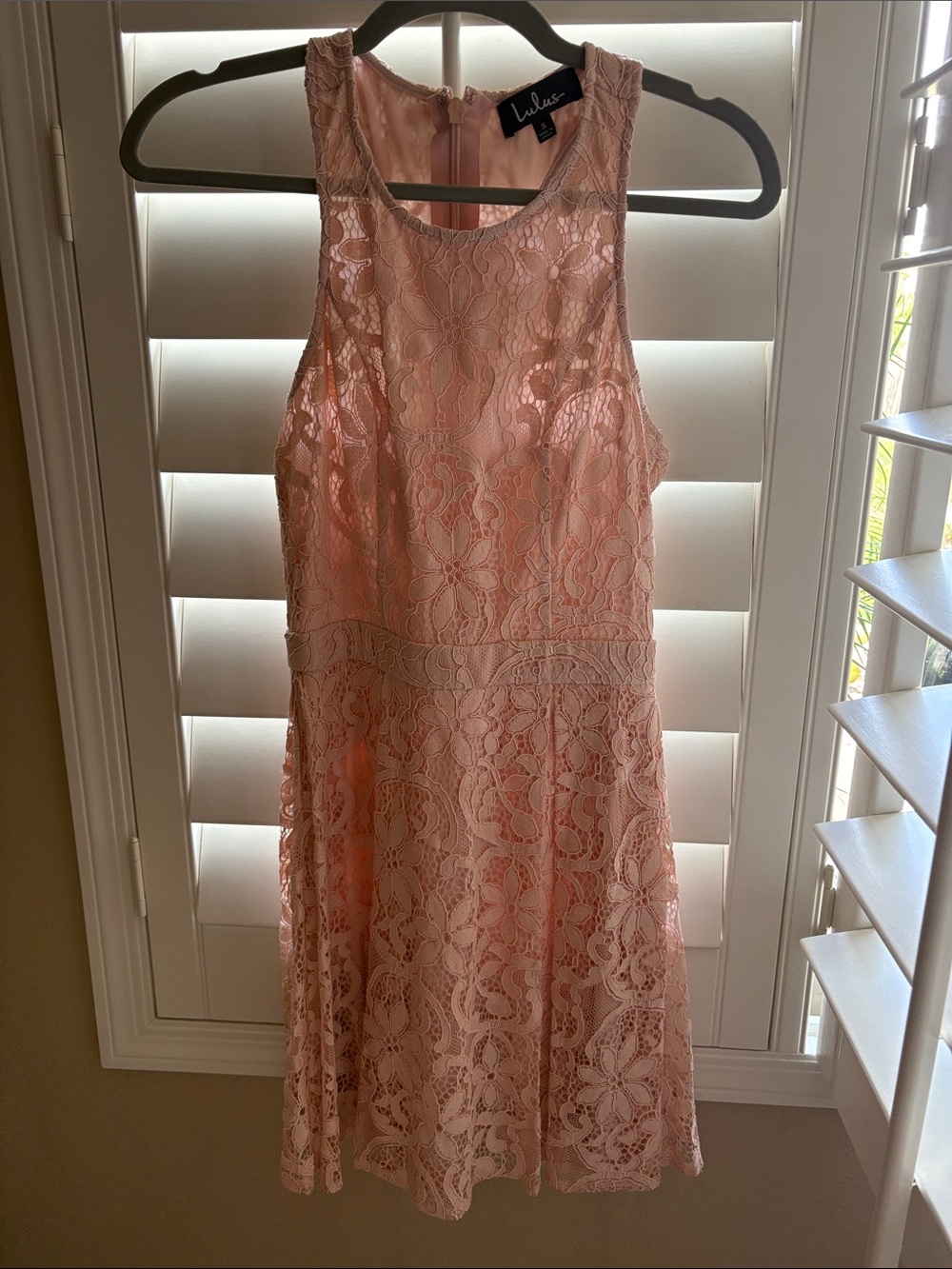 Lulu's Blush Pink Floral Lace Fit & Flare Mini